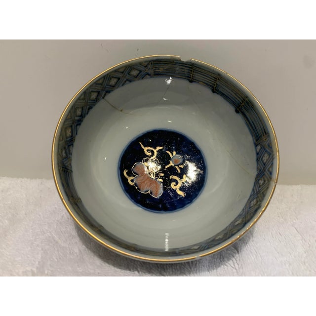 Japanese Antique Meiji Fuki Choshun Hand Painted Porcelain Rice Bowl With Cover and Wood Carved Stand For Sale - Image 4 of 10