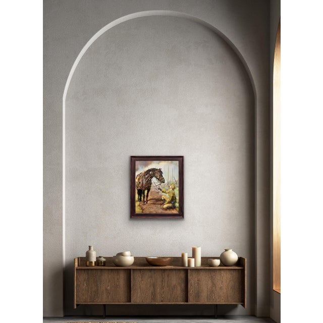 Elin Sian Blake, Black Bay Horse, WWI, 21st Century, Oil on Canvas For Sale - Image 10 of 18