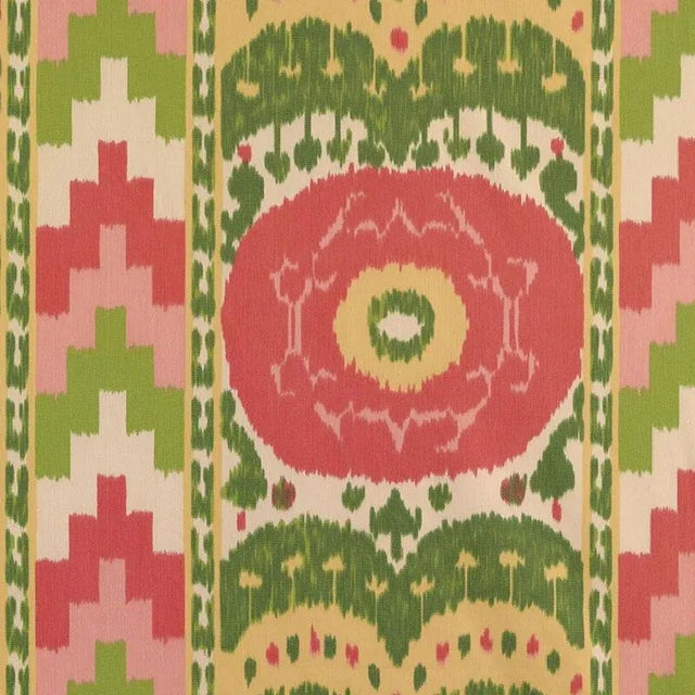 Modern Schumacher Samarkand Ikat Ii Fabric in Watermelon For Sale - Image 3 of 3