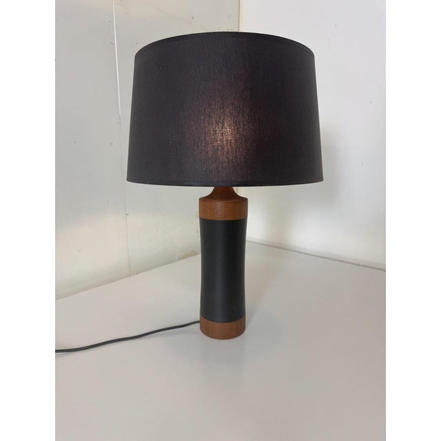 Mid-Century Danish Scandinavian Teak and Leather Table Lamp, 1950s For Sale - Image 9 of 11