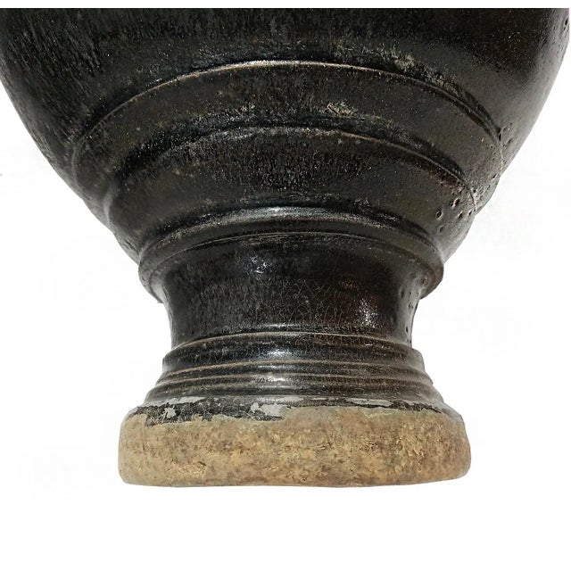 Early 20th Century Ceramic Vase From Thailand, in Dark Brown Glaze For Sale In New York - Image 6 of 10