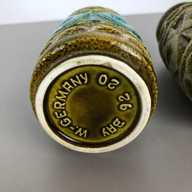 Op Art German Multi-Color Pottery Vase from Bay Ceramics, 1960s, Set of 2 For Sale - Image 14 of 17