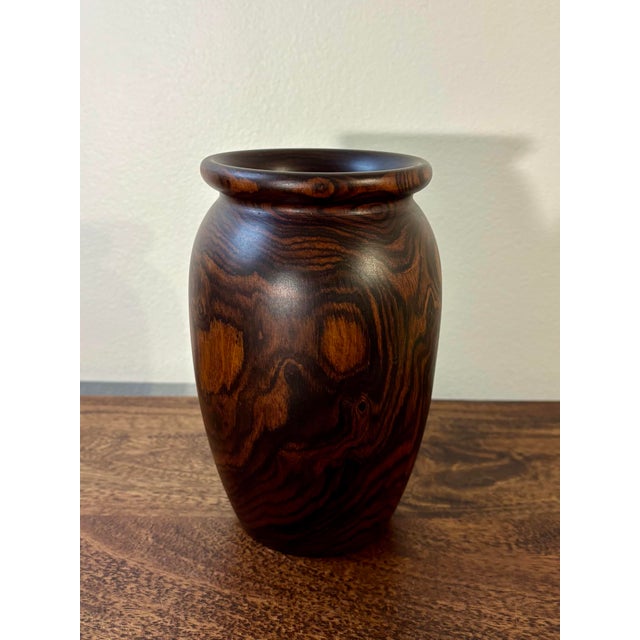 Vintage Rosewood Turned Vase, 1950s For Sale - Image 4 of 7