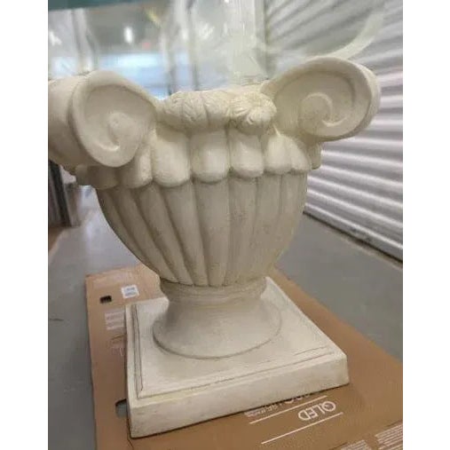 Almond Vintage Fruit Basket Pedestal Table With Glass Top For Sale - Image 8 of 9