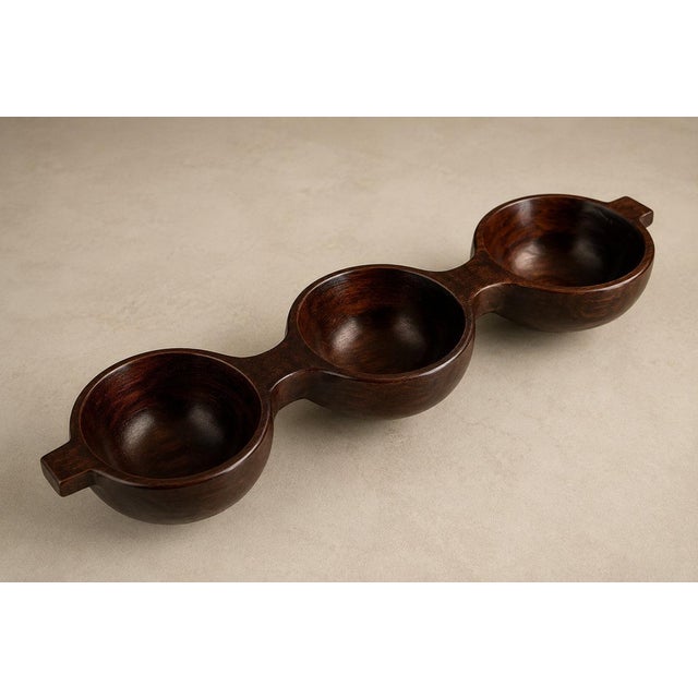 Decorative Tray with Three Compartments in Brazilian Rosewood by Jean Gillon, Brazil, 1950s - Lot 931 For Sale - Image 9 of 17