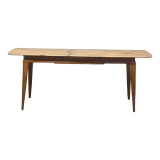 Console Table in Cherry Wood with Pink Marble Top, 1950s For Sale