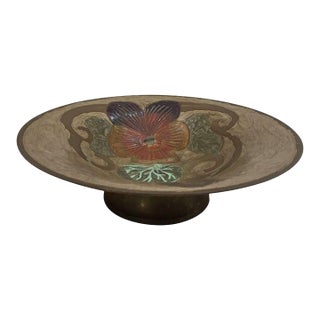 Art Nouveau A. Delbaux Brass Enameled Bowl, Made in France For Sale
