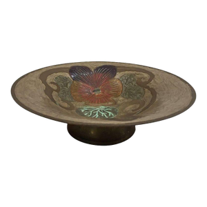 Art Nouveau A. Delbaux Brass Enameled Bowl, Made in France