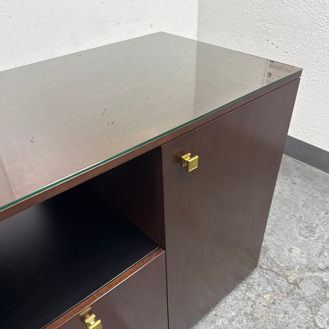 Lily Jack Walnut Bespoke Credenza + Glass Top For Sale - Image 11 of 12