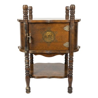 Mid 20th Century h.t. Cushman Humidor Smoking Table With Copper Liner For Sale
