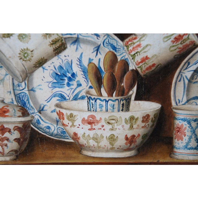 Late 20th Century Late 20th Century Fabrice De Villeneuve Trompe l'Oeuil China Cupboard Still Life Oil Painting 19" For Sale - Image 5 of 12