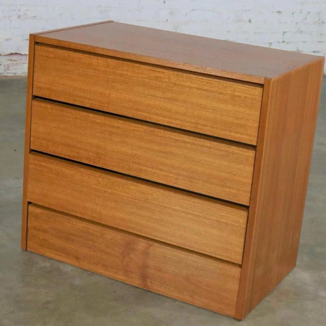 Mid-Century Modern KODI----Vintage Scandinavian Modern Gentlemen's Chest Teak 3 Drawer Marked Made in Denmark For Sale - Image 3 of 11