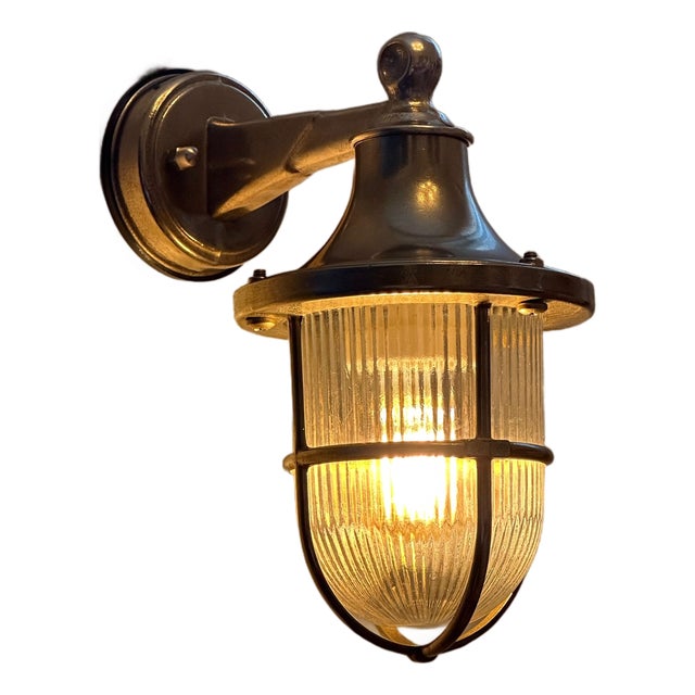 Paradise Brass Nautical Outdoor Wall Sconce – Vintage Marine Light, Handmade For Sale