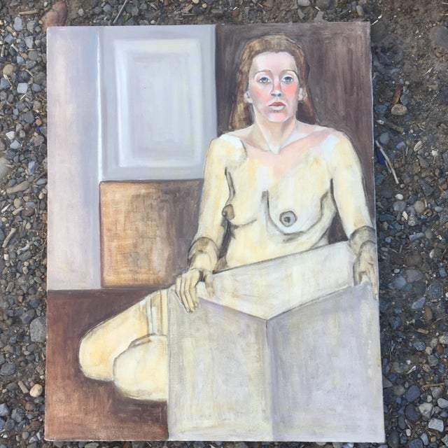 Textile Vintage Original Female Nude Painting For Sale - Image 7 of 7