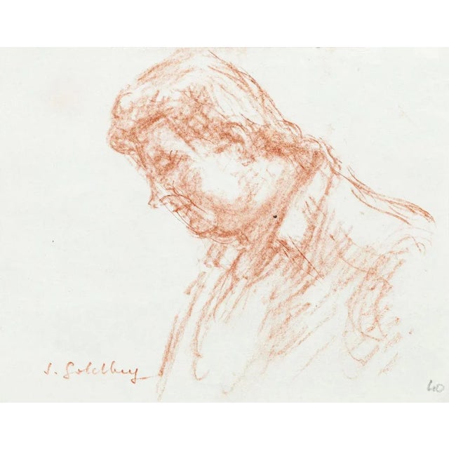 Portrait is an original drawing in pastelon paper realized by Simon Goldberg (1913-1985). Hand-signed in pencil on the...