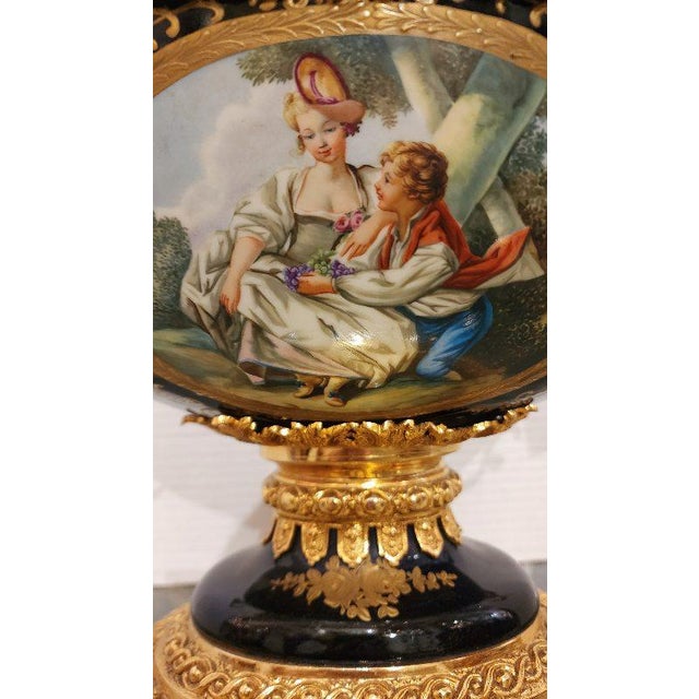 Early 20th Century French Gilt Limoges Style Porcelain Handled Centerpiece For Sale - Image 4 of 9