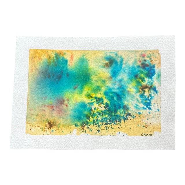 Original Watercolor Abstract Painting “Coastal Breeze” by Chani MacKay For Sale