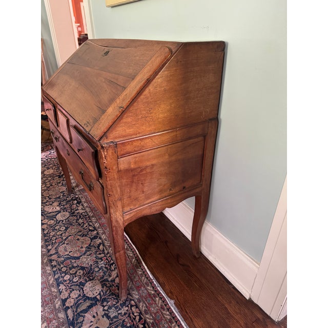 Antique Slant-Font Secretary Desk With Cabriole Legs and Interior Drawers For Sale In Nashville - Image 6 of 10