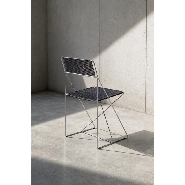 Vintage Minimalist Metal X-Line Chairs by Niels Jørgen Haugesen for Hybodan, 1970s, Set of 4 For Sale - Image 17 of 18