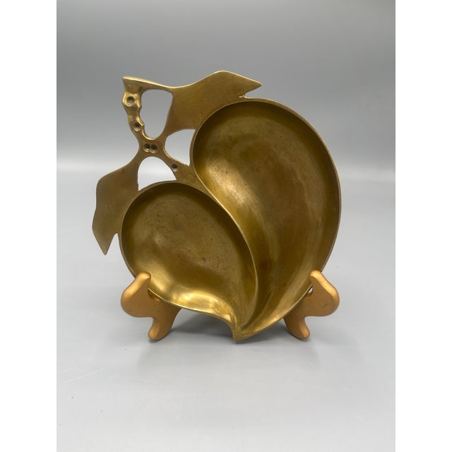 Vintage Solid Brass Double Leaf Divided Serving Dish Tray For Sale - Image 4 of 6