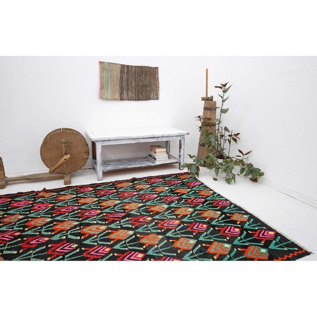 Colorful Vintage Turkish Kilim Rug For Sale In Los Angeles - Image 6 of 7