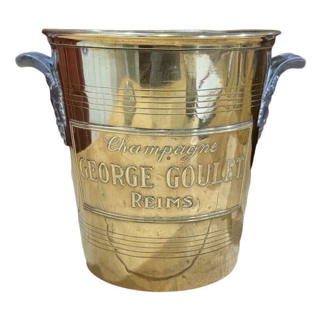 Brass Champagne Bucket by George Goulet Reims, 1930s For Sale