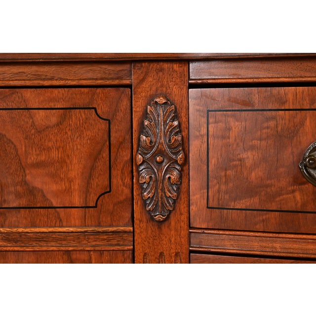 Baker Furniture Style French Regency Louis XVI Burled Walnut Sideboard Buffet, Circa 1940s For Sale - Image 9 of 17