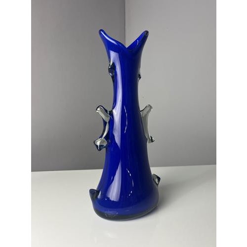 Shark Fin Vase in Blue Glass by HSG Tarnowiec For Sale - Image 11 of 11
