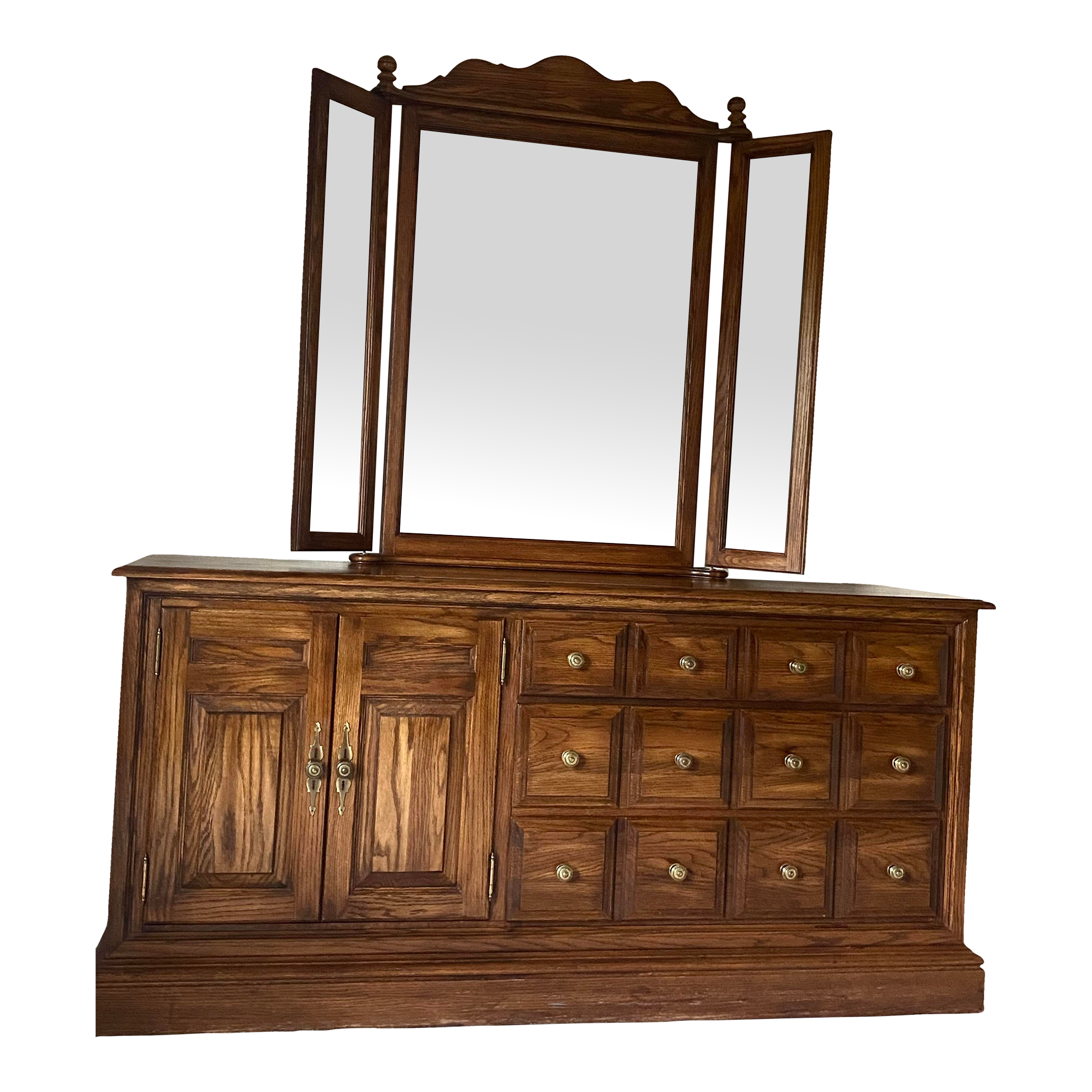Pennsylvania House Oak Dresser With Triptych Mirror American