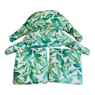 Custom Made Armchair Cushions With Pillows Tropical Banana Leaves For Sale