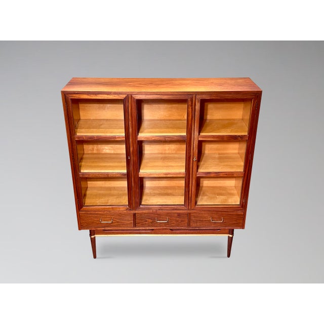 Brown Restored American of Martinsville Dania Bubble Glass China Cabinet Display Shelving by Merton Gershun For Sale - Image 8 of 13