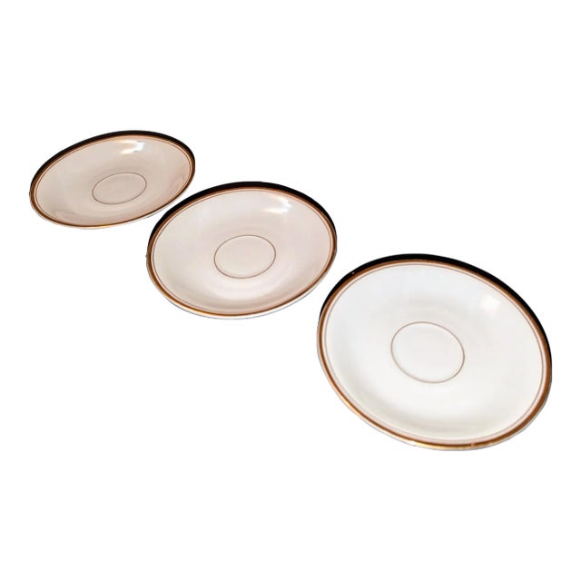 3 Porcelain Saucers With Gold Trim for Espresso Cup, German Circa 1900-1920 For Sale