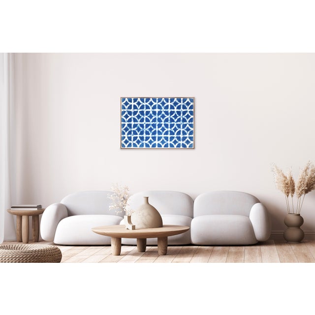Art Deco 2026, Tropical Art Deco, Miami Breezeblocks, Handmade Cyanotype Monotype in Blue Tones, Unique Piece For Sale - Image 3 of 7