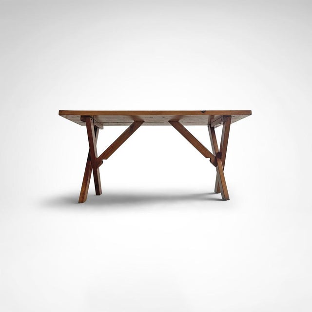 1970s Modernist X-Leg Dining Table by Ate Van Apeldoorn for Houtwerk Hattem, 1970s For Sale - Image 5 of 11