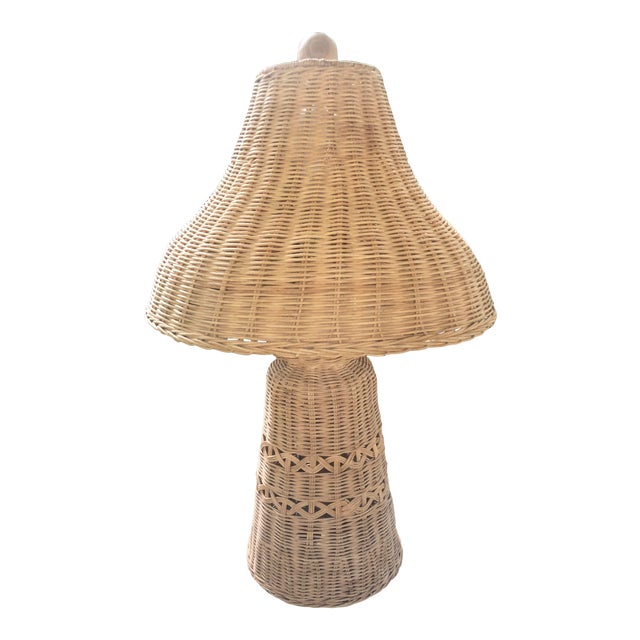 Vintage Natural Woven Wicker Rattan Lamp With Matching Shade Chairish