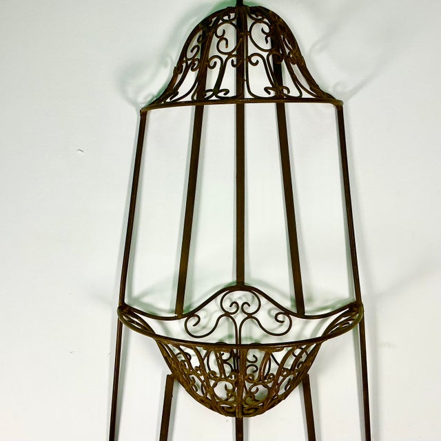 1950s Vintage Italian Mediterranean Boho Chic 2 Tier Ironwork Jardinere Planter, Wall Mounted. For Sale - Image 9 of 14