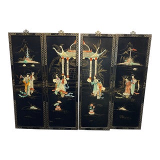 1960s Chinese 4 Panel Wall Hanging For Sale
