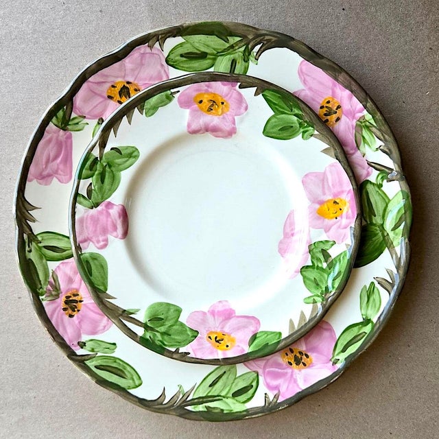 Vintage Franciscan Desert Rose Dinner and Salad Plates Made in England, 24 Pieces For Sale - Image 10 of 17