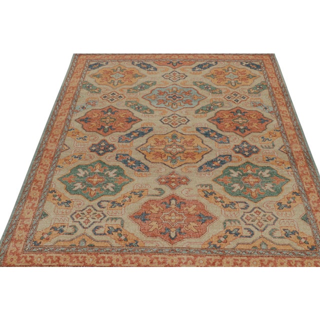 Rug & Kilim’s Distressed Tribal Style Rug in Rust and Teal Medallion Patterns For Sale In New York - Image 6 of 7