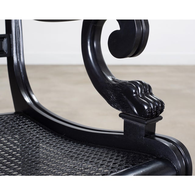 Set of Four Ralph Lauren Style Regency Caned Dining Armchairs For Sale - Image 16 of 18