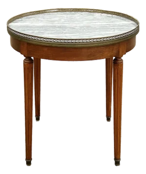 Vintage Round Marble Top Louis XVI Bouillette Table