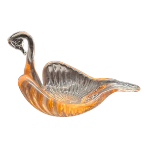 Vintage Murano Style Chalet Peach Glass Swan Dish