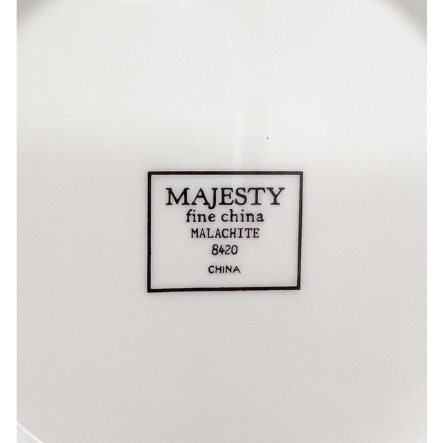 Set of 4 Majesty Fine China "Malachite" Rim Soup Bowls – Hollywood Regency / Neoclassical For Sale - Image 14 of 14