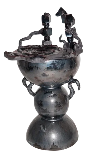 The Throne Sculpture in Glazed Ceramic and Black Epoxy by Lucile Rebeirot