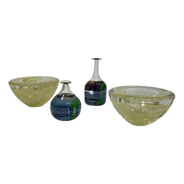 Glassware by Vallien and Ehrner for Kosta Boda, 1980-1990s, Set of 4 For Sale