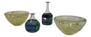 Glassware by Vallien and Ehrner for Kosta Boda, 1980-1990s, Set of 4