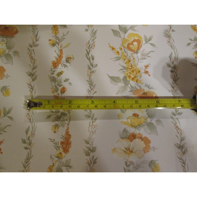 Vintage 1980s Striped Orange Floral Motif Wallpaper For Sale - Image 4 of 8