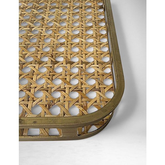Christian Dior Style Lucite and Vienna Straw Italian Tray For Sale - Image 12 of 18