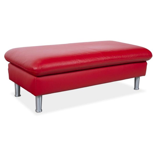 Red Loop Ottoman in Red Leather from Willi Schillig For Sale - Image 8 of 8