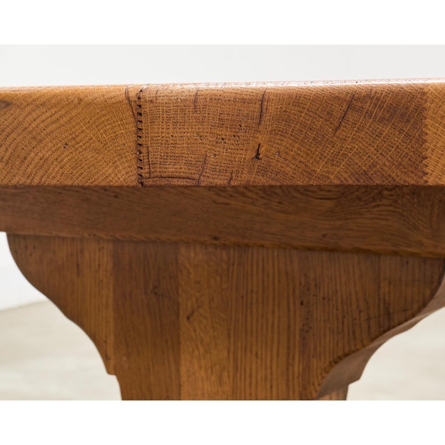 Country French Provincial Oak Farmhouse Trestle Dining Table 8 Ft For Sale - Image 14 of 18